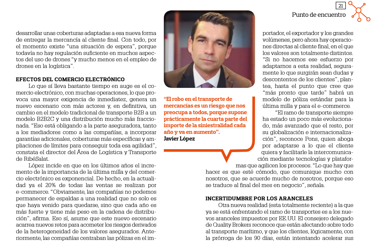 Javier López analiza los retos del seguro de transporte de mercancías en Pymeseguros
